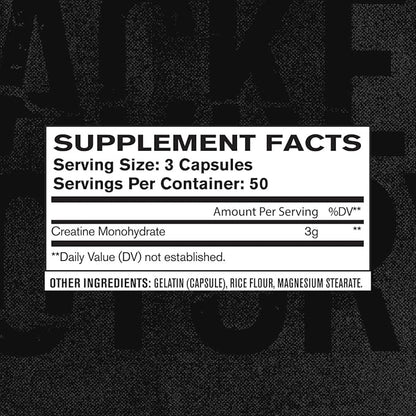 Jacked Factory Creatine Monohydrate Capsules - Creatine Supplement for Muscle Growth, Increased Strength, Enhanced Energy Output and Improved Athletic Performance - 150 Capsules