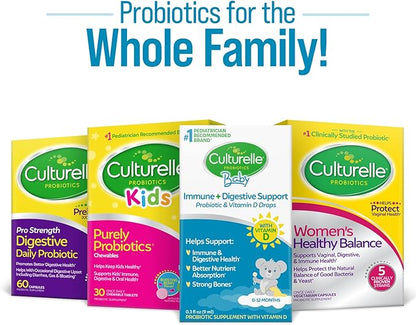 Culturelle Baby Probiotic Drops + Vitamin D, Immune & Digestive Health Support for Babies, Infants & Newborns 0-12 Months, 30 Day Supply, Gluten Free & Non-GMO, 9ml