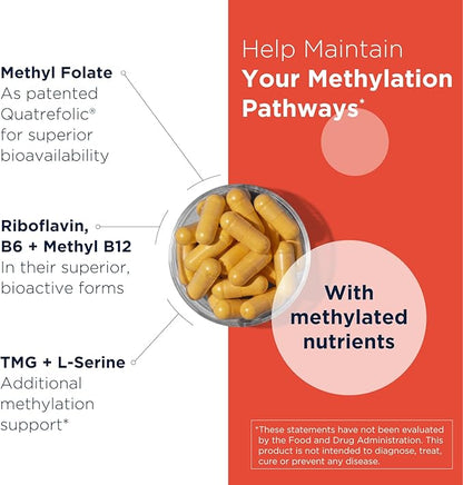 Designs for Health Homocysteine Supreme - Methylated B Vitamins with Riboflavin, B6, B12, Folate, L-Serine & TMG for Brain Support & Heart Health - Methylated Multivitamin (120 Capsules)