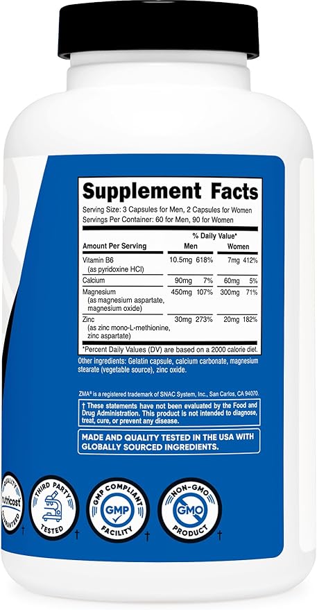 Nutricost ZMA 180 Capsules - Non-GMO and Gluten Free ZMA Supplement