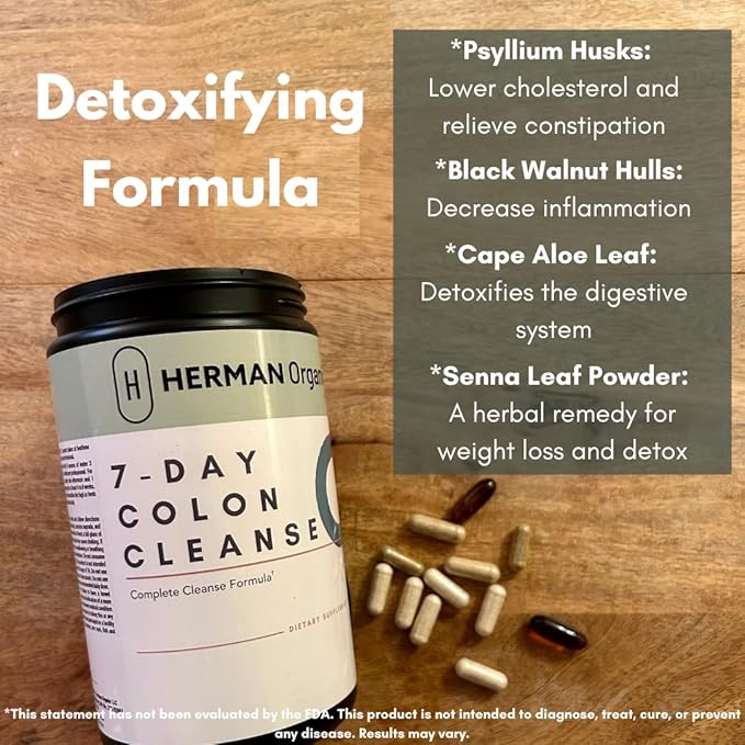 Herman Organic 7-Day Colon Cleanse Supports Healthy Bowel Movements, Colon Cleanse Detox