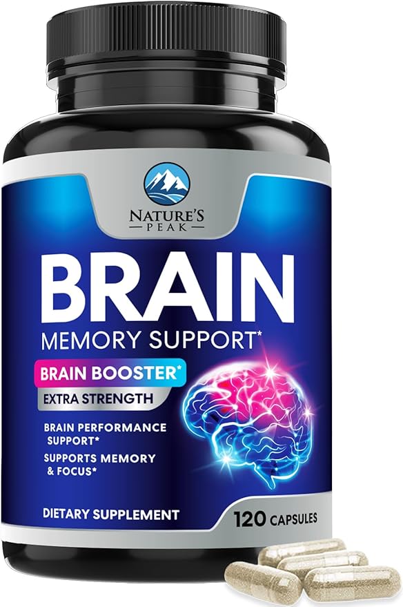 Brain Supplement Memory Pills - Nootropics Support for Concentration, Clarity, Energy & Focus - Brain Health with Bacopa, Cognitive Vitamins, Phosphatidylserine, DMAE - Brain Booster - 120 Capsules