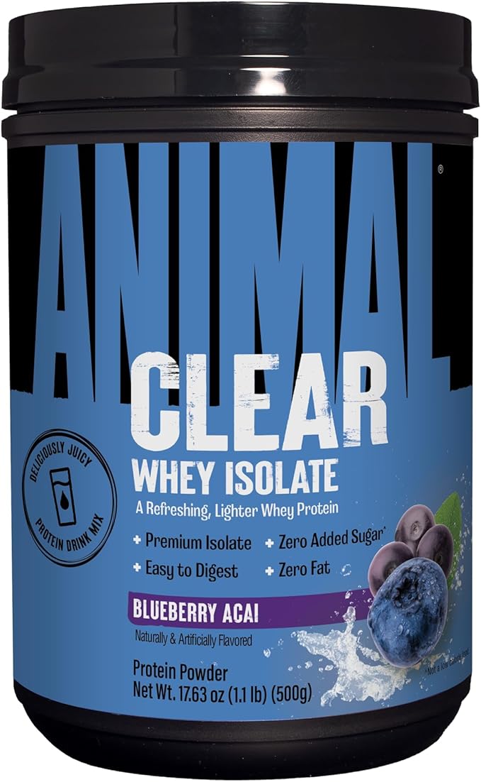 Clear Whey Isolate Protein Powder - Easy to Digest and Mix, 5g BCAA, Deliciously Juicy, Refreshing Anytime Drink for Men and Women, Blueberry Acai 500g (20 Servings)