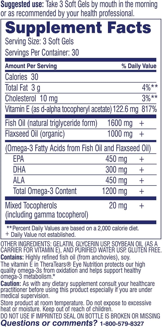 TheraTears Omega 3 Supplement, 1200mg, 90 ct (Pack of 1)