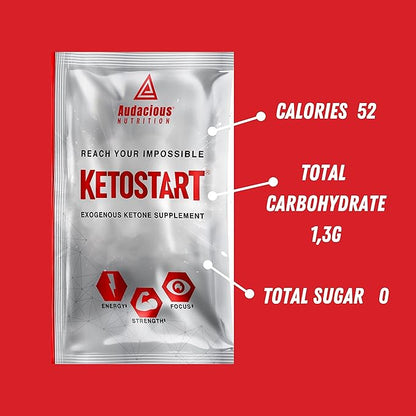 KetoStart | Exogenous Ketones Powder with Electrolytes | Caffeine Free | Tropical Flavor Electrolyte Powder for Energy, Strength & Focus (10x Ketones Drink Mix Packets)