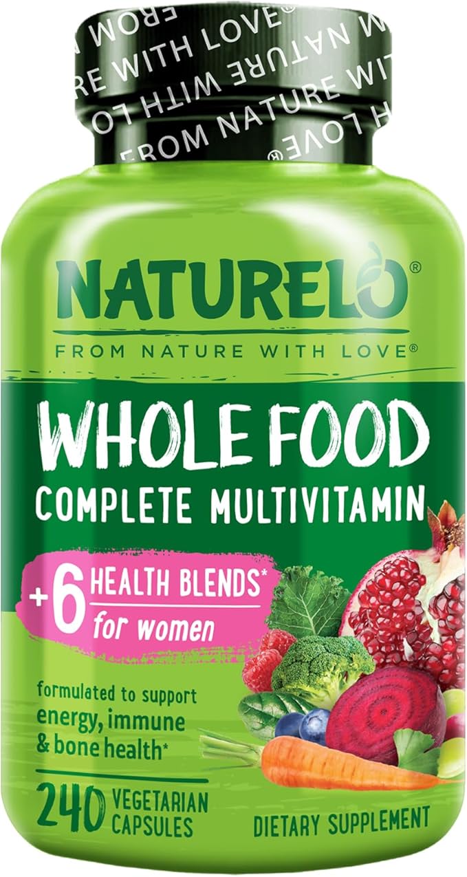 NATURELO Whole Food Multivitamin for Women - with Vitamins, Minerals, & Organic Extracts - Supplement for Energy and Heart Health - Non GMO - 240 Vegan Capsules