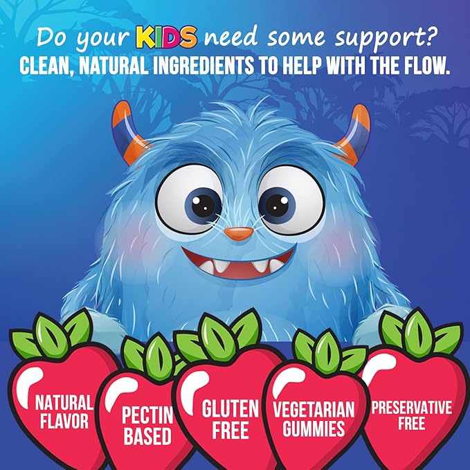 Fiber Gummies for Kids Supplement - Daily Prebiotic Fiber for Kids, Supports Regularity, Digestive Health & Immune Support, Nature's Plant Based Chicory Root Vitamins, Vegan, Berry Flavor, 60 Gummies