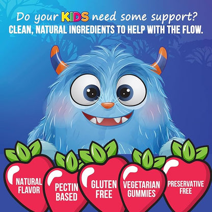 Fiber Gummies for Kids Supplement - Daily Prebiotic Fiber for Kids, Supports Regularity, Digestive Health & Immune Support, Nature's Plant Based Chicory Root Vitamins, Vegan, Berry Flavor, 60 Gummies