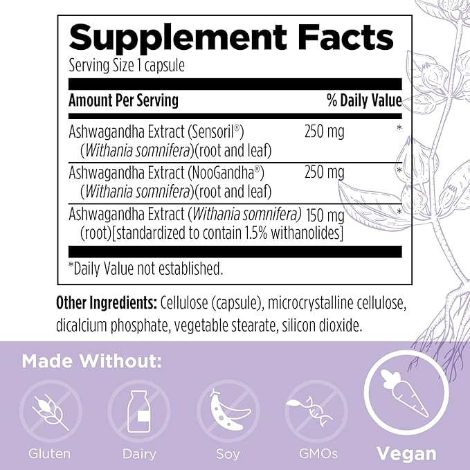 Designs for Health TriGandha - Triple Ashwaganda Root & Leaf Extract Adaptogenic Supplement - Vegan Pills, Non-GMO (30 Capsules)