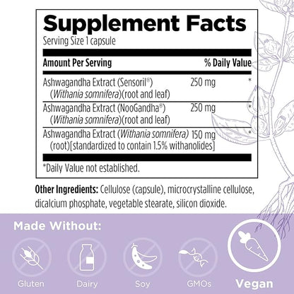 Designs for Health TriGandha - Triple Ashwaganda Root & Leaf Extract Adaptogenic Supplement - Vegan Pills, Non-GMO (30 Capsules)