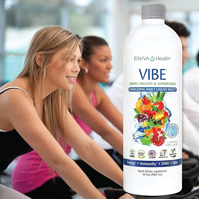 Eniva Health Vibe Liquid Multivitamins Mineral Supplements with Vitamins A, B12, C, D, E & Amino Acids | Fruits and Veggies Daily Supplement for Women & Men | Doctor Formulated | USA Made | 32 oz