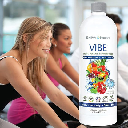 Eniva Health Vibe Liquid Multivitamins Mineral Supplements with Vitamins A, B12, C, D, E & Amino Acids | Fruits and Veggies Daily Supplement for Women & Men | Doctor Formulated | USA Made | 32 oz