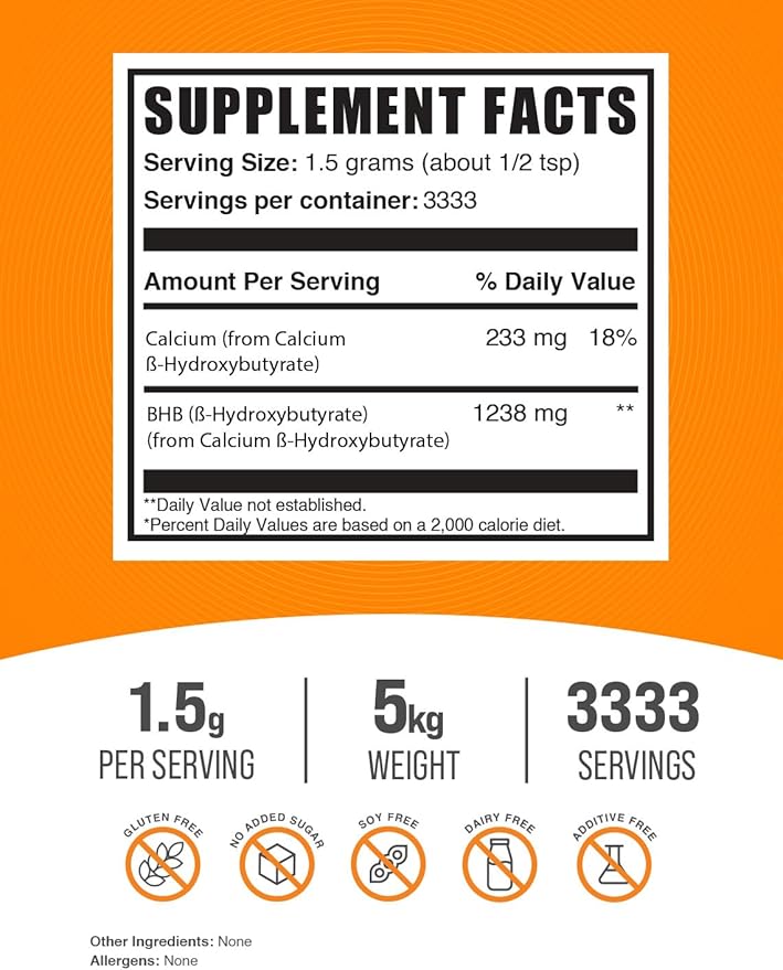 BulkSupplements.com Calcium BHB Powder - Keto BHB Supplement - Beta Hydroxybutyrate Powder - BHB Salts Powder - Keto Supplements - BHB Exogenous Ketones Powder (5 Kilograms - 11 lbs)