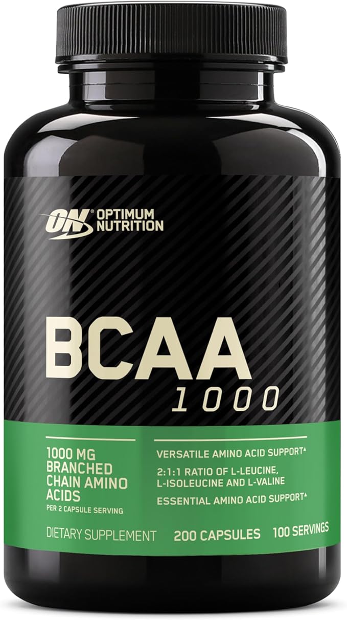 Optimum Nutrition Instantized BCAA Branched Chain Essential Amino Acids Capsules, 1000mg, 200 Count