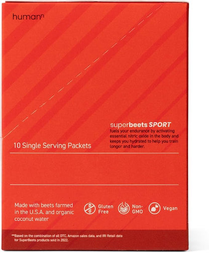 humanN SuperBeets Pre Workout Powder – Caffeine Free – Nitric Oxide Supplement – Creatine & Stimulant Free – Wild Cherry Flavor, 10 Count Packets