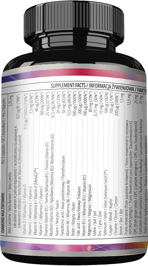APOLLO'S HEGEMONY Diamond Multivitamin 120 Vegan Tablets - Comprehensive Vitamin and Mineral Blend- 2 Month Supply - Support for Energy and Vitality - from