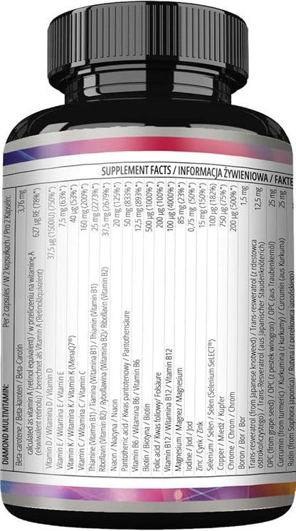 APOLLO'S HEGEMONY Diamond Multivitamin 120 Vegan Tablets - Comprehensive Vitamin and Mineral Blend- 2 Month Supply - Support for Energy and Vitality - from