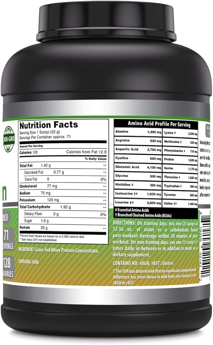 Amazing Formulas Grass-Fed Whey Protein Supplement | 5 Lbs | Unflavored | 25 G Protein Per Serving | Non-GMO | Gluten-Free | Made in USA