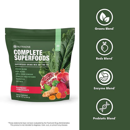 Complete Superfoods, Complete Spectrum Multivitamin, Greens and Reds Blend, Enzymes, Probiotics (Raspberry Pomegranate, 30 Stick Packs)