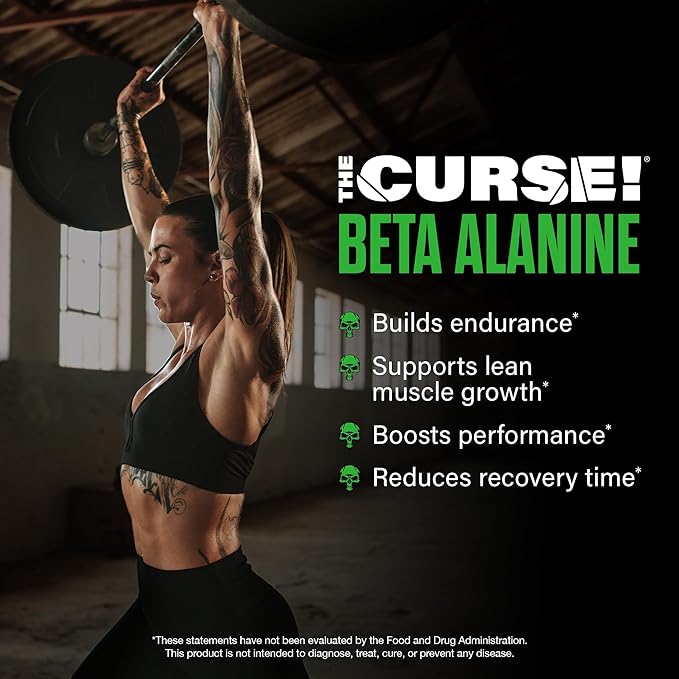 JNX SPORTS The Curse! Beta Alanine Powder - Unflavored, 100 Servings, 3g per Serving, GMP Compliant, Non-GMO, Made in The USA, Dietary Friendly