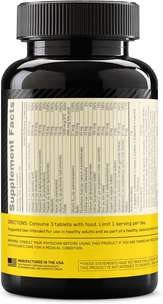 Optimum Nutrition Opti-Men, Vitamin C, Zinc and Vitamin D, E, B12 for Immune Support Mens Daily Multivitamin Supplement, 150 Count (Packaging May Vary)