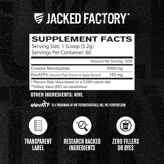 Creatine + ElevATP - Creatine Monohydrate Powder for Muscle Growth, Increased Strength, Enhanced Energy Output, with ElevATP for Sustained Energy & Endurance - 60 Servings, Unflavoured