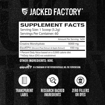 Creatine + ElevATP - Creatine Monohydrate Powder for Muscle Growth, Increased Strength, Enhanced Energy Output, with ElevATP for Sustained Energy & Endurance - 60 Servings, Unflavoured