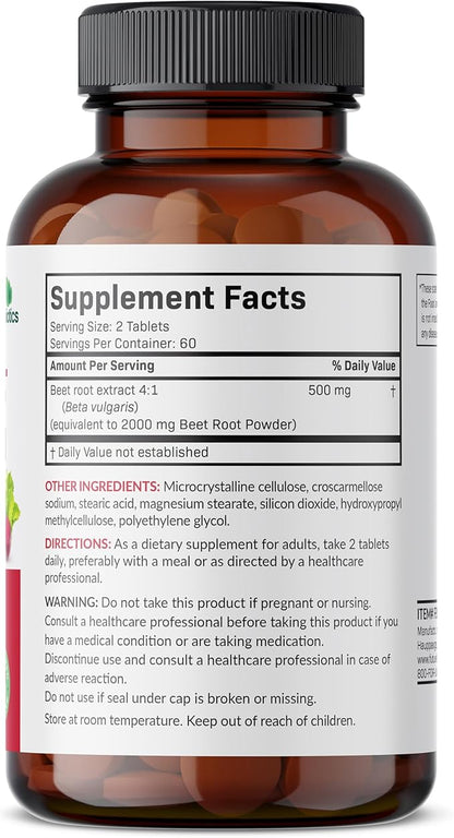 Futurebiotics Beet Root Extra Strength (Equivalent to 2000mg Beet Root per Serving from 500mg 4:1 Extract), Non-GMO, 120 Vegetarian Tablets
