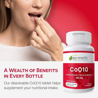 EZ Melts Dissolvable CoQ10 Supplement 100 mg, Sugar-Free, 2-Month Supply