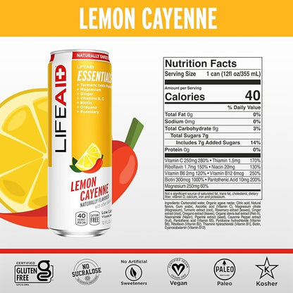 LIFEAID Vitality Blend, Daily Vitamins with Turmeric to Help Reduce Mild Inflammation from Everyday Stress, Healthy Soda Replacement, 100% Clean, Vegan, GF, 12 Fl Oz (Pack of 4)