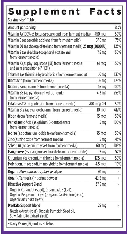 New Chapter Men's Multivitamin 50 Plus for Brain, Heart, Digestive, Prostate & Immune Support with 20+ Nutrients + Astaxanthin - Every Man's One Daily 55+, Gentle on The Stomach - 96 ct