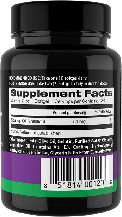 Daiwa Brain Health Supplement for Adults - Plasmalogen Focus Supplement for Memory and Concentration - Cognitive Brain Booster with 50mg of Hokkaido Scallop Oil Plasmalogen (HSOP) - 30/ct
