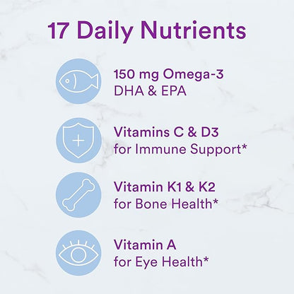 SmartyPants Fiber Supplement & Multivitamin for Men & Women: Multivitamin Fiber Gummies with Vitamin D3, C, Vitamin B12, B6, Vitamin A, K & Zinc, Omega 3 Fish Oil (EPA/DHA), 180 Count (30 Day Supply)