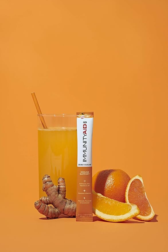 Immunity AID GO! Zero Sugar Immunity + Hydration Packet, Vitamin C, Echinacea, Zinc, Astragalus Root, Vegan & Gluten-Free, Naturally Sweetened, No Caffeine, 30 Count (Pack of 1)