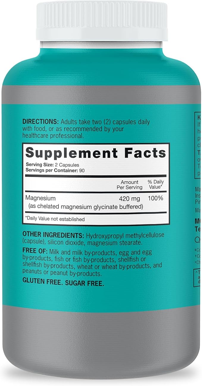 Qunol Magnesium Capsules 420mg, 100% DV, High Absorption Magnesium Supplement, Extra Strength, Bone and Muscle Health Supplement, 180 Count
