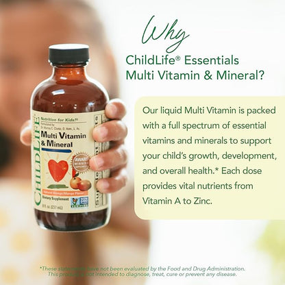 CHILDLIFE ESSENTIALS Kids Multivitamin & Mineral - Kids Vitamins, Liquid Multivitamin for Kids, Toddler Multivitamins, Liquid Vitamins, Baby Multivitamin - Natural Orange & Mango, 8 Fl Oz (Pack of 2)