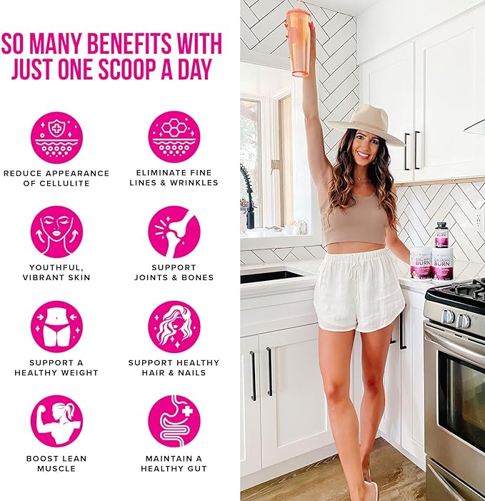 Hydrolyzed Collagen Peptides Powder for Women - Slimming Multi Collagen Burn Ultimate Beauty Complex with Hyaluronic Acid Vitamin C & Types I II III V and X Collagen for Women - Tropical Punch