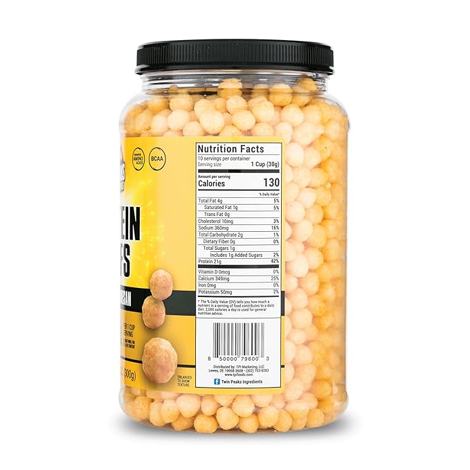 Twin Peaks Low Carb, Keto Friendly Protein Puffs, Garlic Parmesan (300g, 21g Protein, 2g Carbs)