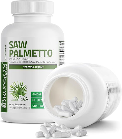 Bronson Saw Palmetto Extra Strength Supports Healthy Prostate Function & Urinary Health Support - Non GMO, 250 Vegetarian Capsules