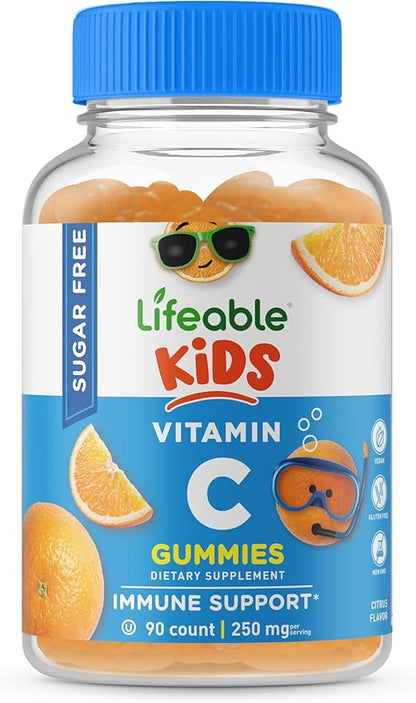 Lifeable Sugar Free Vitamin C for Kids – 250 mg – Great Tasting Natural Flavor Gummy Supplement – Vegetarian GMO-Free Chewable Vitamin – for Immune Support – for Children – 90 Gummies