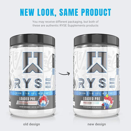 Ryse Loaded Pre Workout Powder Supplement for Men & Women | Pumps, Energy, Focus | Beta Alanine + Citrulline | 390mg Caffeine | 30 Servings (Freedom Rocks)