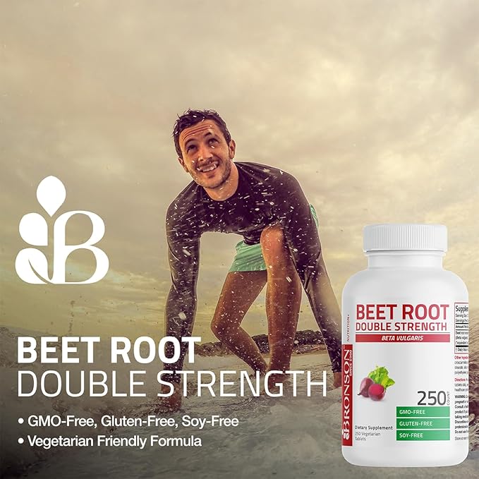 Bronson Beet Root Double Strength 4000mg Equivalent (from 1000 mg of 4:1 Extract), Non-GMO, 250 Vegetarian Tablets