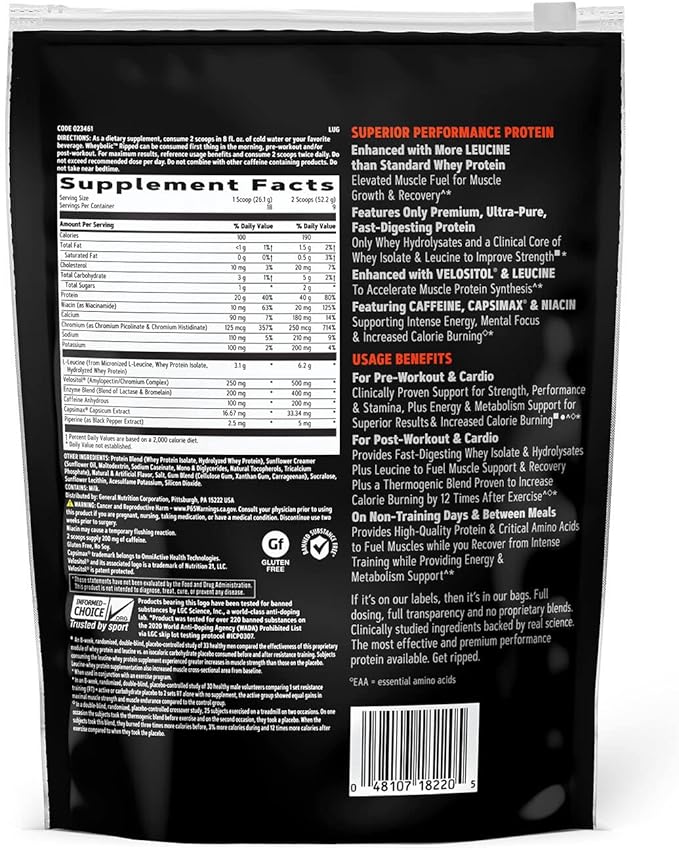 GNC AMP Wheybolic Ripped Whey Protein Powder Isolate with BCAA | Targeted Muscle Building and Workout Support Formula | Gluten Free | Classic Vanilla | 9 Servings