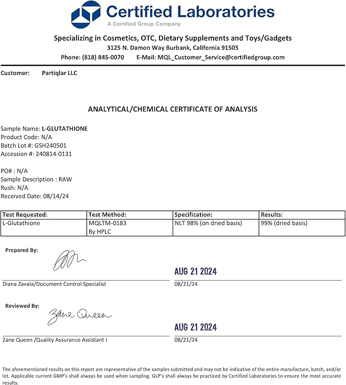 Pure L-Glutathione 500mg – L-Glutathione Supplement for Skin Whitening, Antioxidant Support & Detox – 2-Month Supply for Healthy Skin & Immune Boost - 60 Capsules