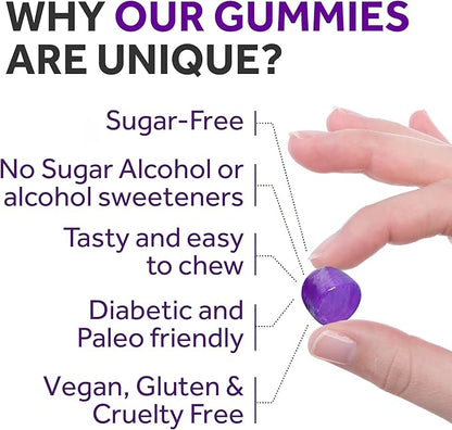 Magnesium Citrate Gummies - Sugar-Free, Vegan and Non-GMO for Better Sleep and Relaxation - No Sugar Alcohol - Magnesium Supplement for Adults, Teens and Kids - Mixed Berry - 240 Chews