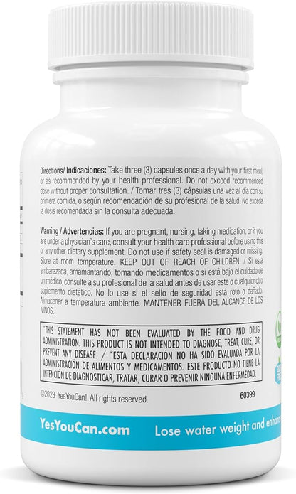 Yes You Can! Natural Water Lipo Pills - Diuretic Cleanse with Electrolytes & Vitamins - Helps with Water Retention - Gluten-Free, 21 Capsules Per Bottle (2 Pack)