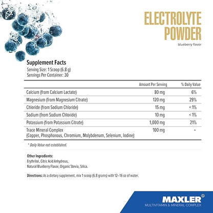Maxler Electrolyte Powder - Hydration Powder Electrolyte Drink Mix with Trace Mineral Complex - Keto Electrolytes Powder with Natural Flavors and Sweeteners 30 Servings - Natural