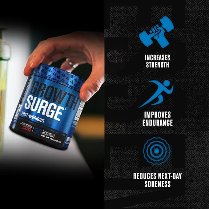 Jacked Factory Growth Surge Creatine Post Workout w/L-Carnitine - Daily Muscle Builder & Recovery Supplement with Creatine Monohydrate, Betaine, L-Carnitine L-Tartrate - 30 Servings, Blue Raspberry