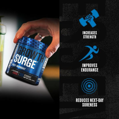Jacked Factory Growth Surge Creatine Post Workout w/L-Carnitine - Daily Muscle Builder & Recovery Supplement with Creatine Monohydrate, Betaine, L-Carnitine L-Tartrate - 30 Servings, Blue Raspberry