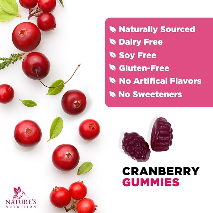 Cranberry Gummies - Urinary Tract Health Gummy + Vitamin C - 25,000mg - Triple Strength Cranberry Concentrate Extract Supplement Pills, Ultimate Potency, Non-GMO, Gluten Free - 120 Gummies